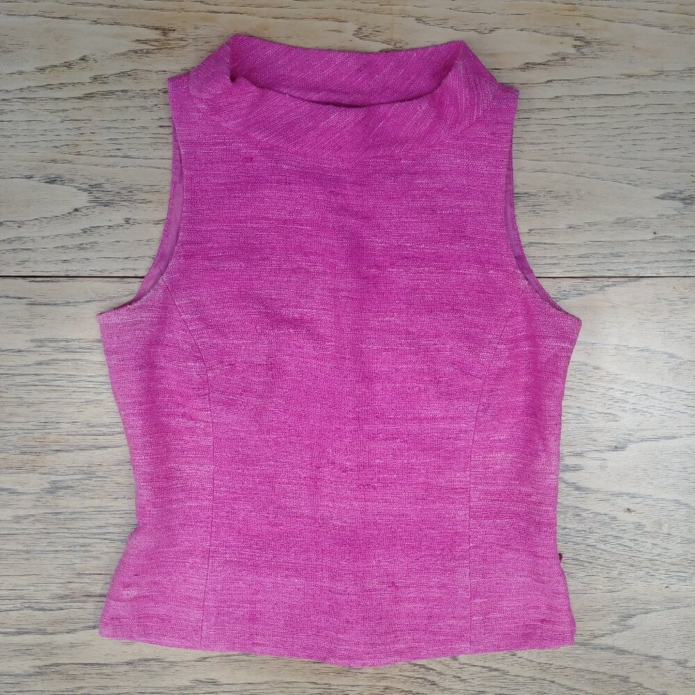 Finity Studio 8 bright pink 100% silk thick slubbed lined sleeveless blouse top
